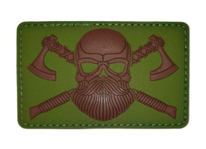 Патч "Череп викинга с топорами", цвет олива