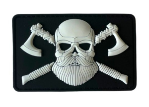 Патч "Череп викинга с топорами", цвет черный/светящийся