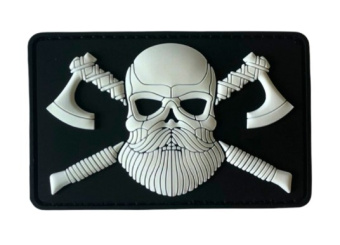 Патч "Череп викинга с топорами", цвет черный/светящийся