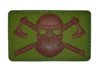 Патч "Череп викинга с топорами", цвет олива