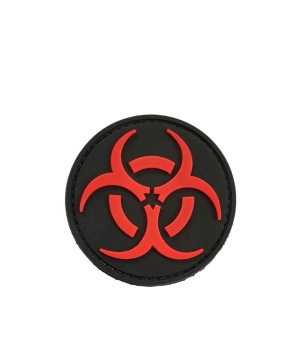 Шеврон Biohazard круг 6 см, чёрный/красный